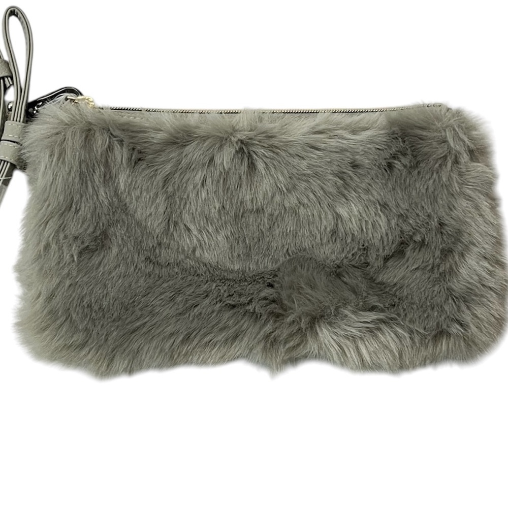 Uniqlo Gray Faux Fur Clutch Crossbody Bag New Soft Winter Chic